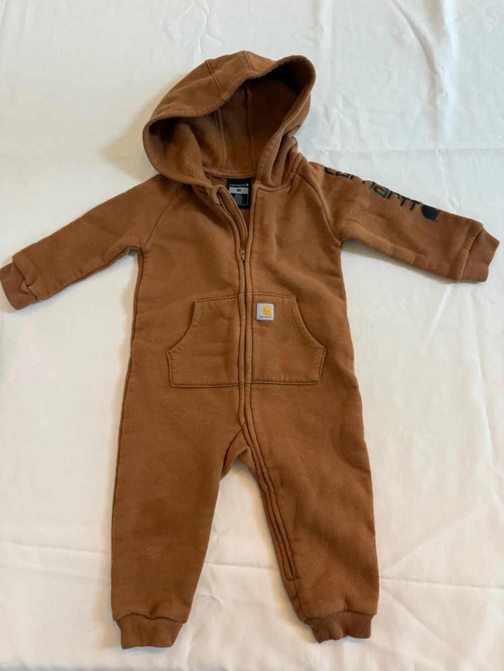 Carhartt Brown Hooded Fleece One-Piece Romper
